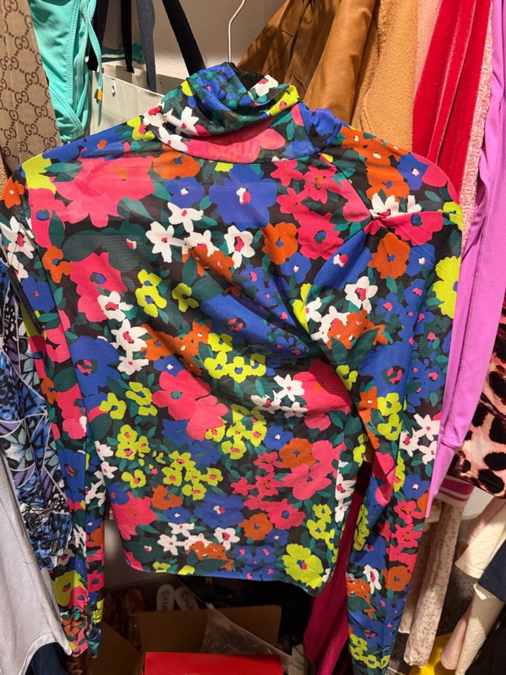AFRM Floral Mock Neck Long Sleeve Top in Multicolor